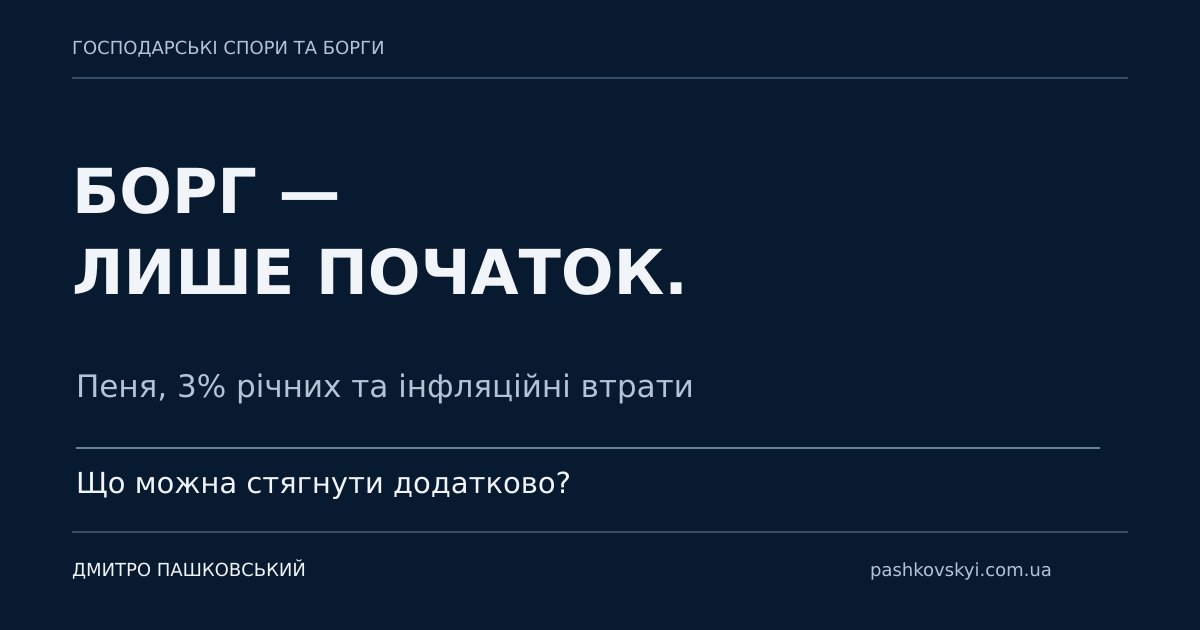 Пеня, 3% річних та інфляційні втрати — додаткові вимоги при стягненні грошового боргу.