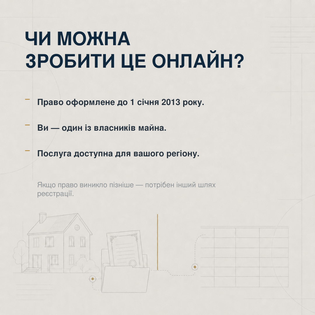 Умови, за яких право можна зареєструвати онлайн