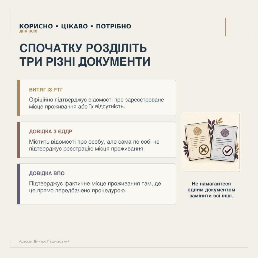 Чим відрізняються витяг із реєстру територіальної громади, відомості ЄДДР і довідка ВПО