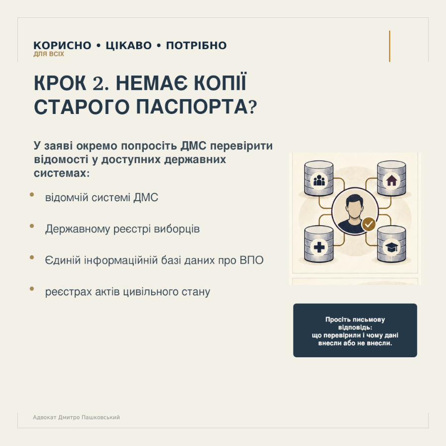 Що робити, якщо копії старого паспорта зі штампом про реєстрацію не збереглося